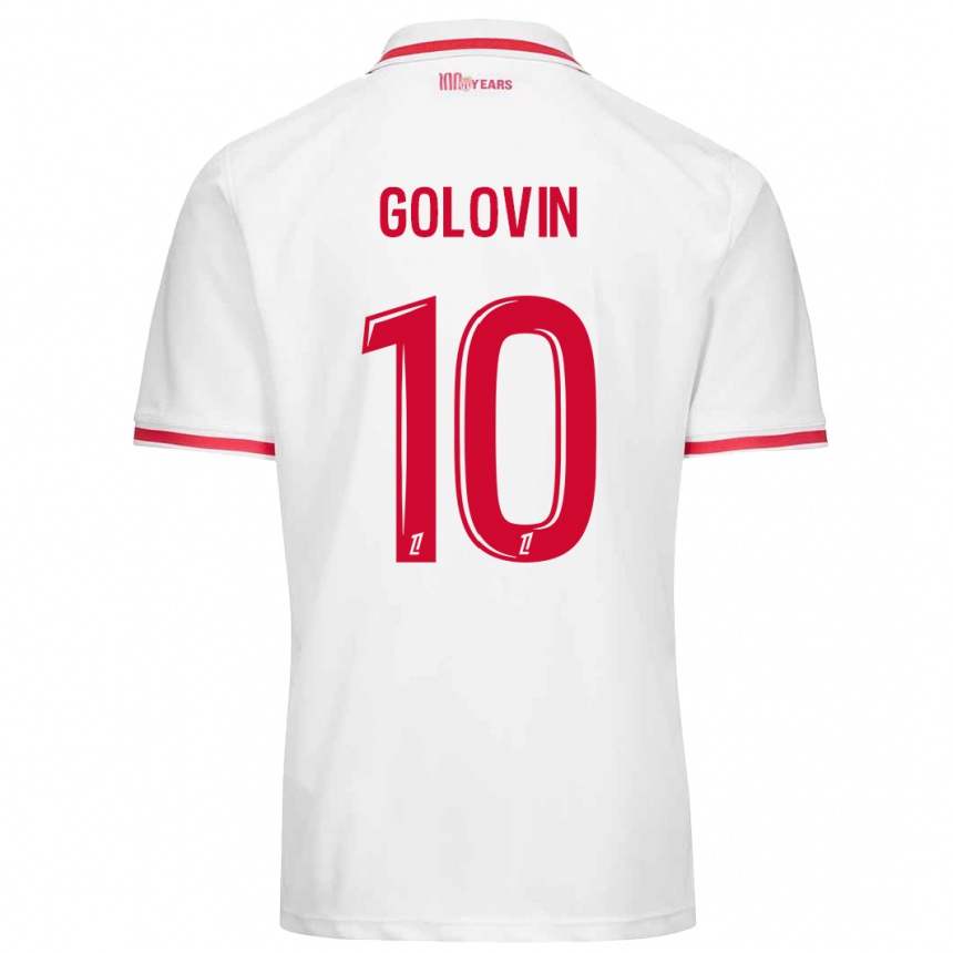 Enfant Football Maillot Aleksandr Golovin #10 Blanc Rouge Tenues Domicile 2024/25