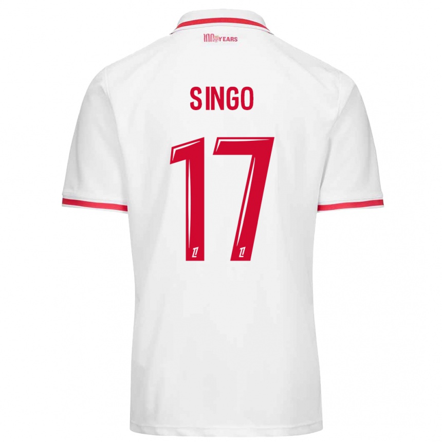 Enfant Football Maillot Wilfried Singo #17 Blanc Rouge Tenues Domicile 2024/25