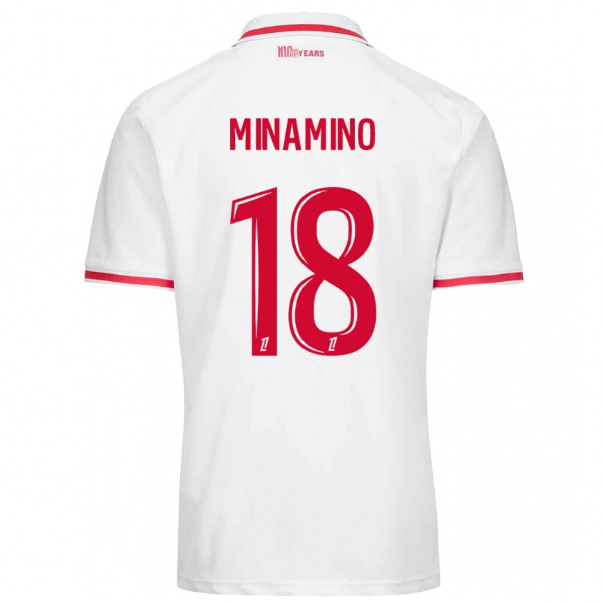 Enfant Football Maillot Takumi Minamino #18 Blanc Rouge Tenues Domicile 2024/25