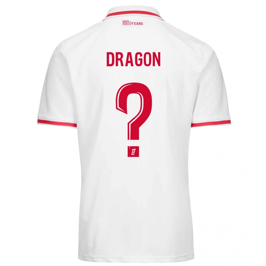 Enfant Football Maillot Clément Dragon #0 Blanc Rouge Tenues Domicile 2024/25