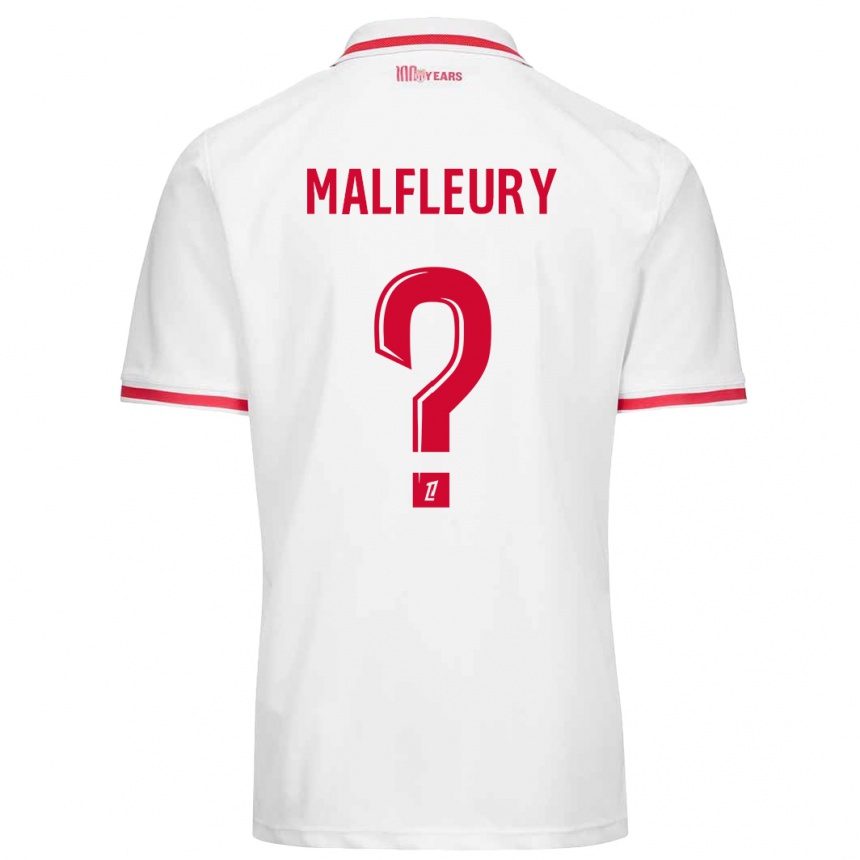 Enfant Football Maillot Geoffrey Malfleury #0 Blanc Rouge Tenues Domicile 2024/25