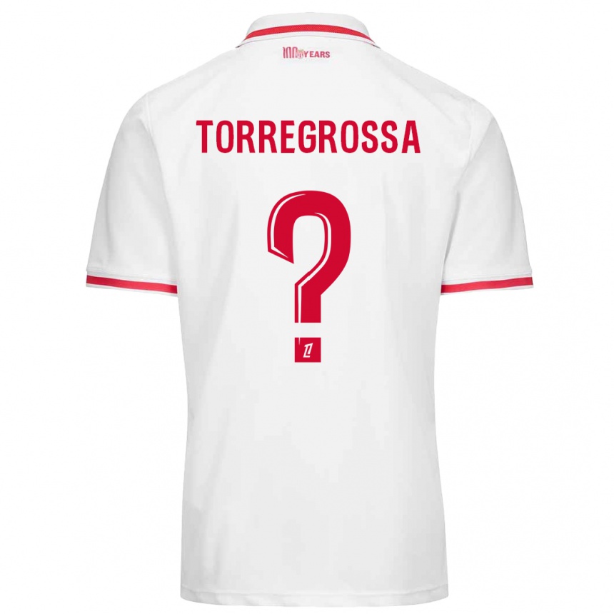 Enfant Football Maillot Hugo Torregrossa #0 Blanc Rouge Tenues Domicile 2024/25