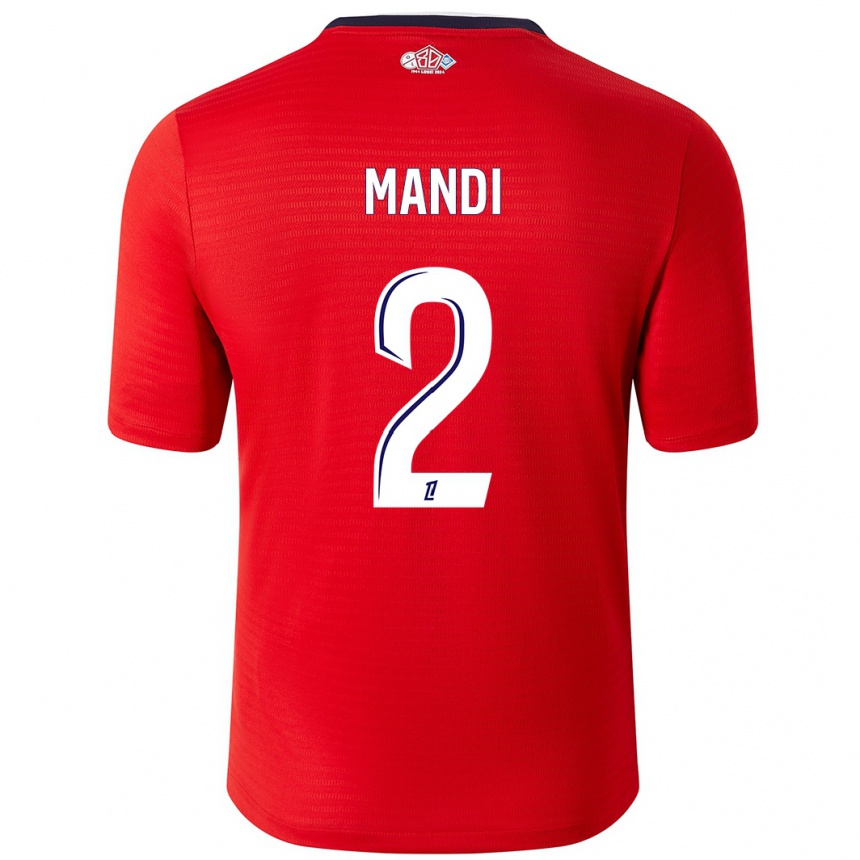 Enfant Football Maillot Aïssa Mandi #2 Rouge Blanc Tenues Domicile 2024/25