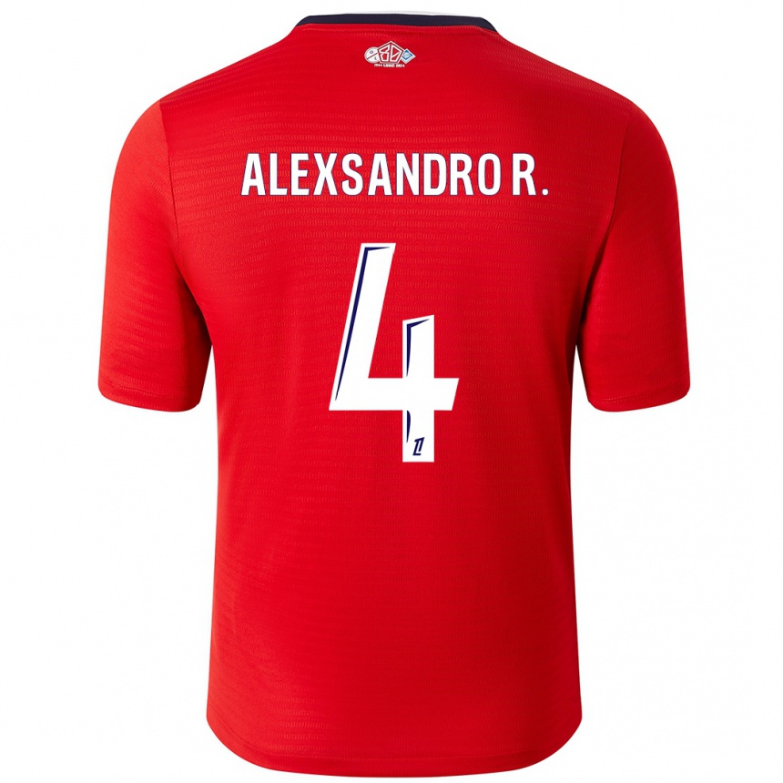 Enfant Football Maillot Alexsandro #4 Rouge Blanc Tenues Domicile 2024/25