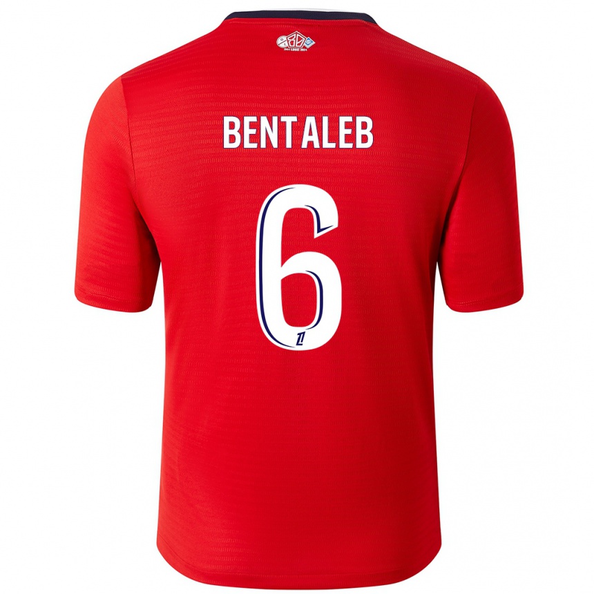 Enfant Football Maillot Nabil Bentaleb #6 Rouge Blanc Tenues Domicile 2024/25