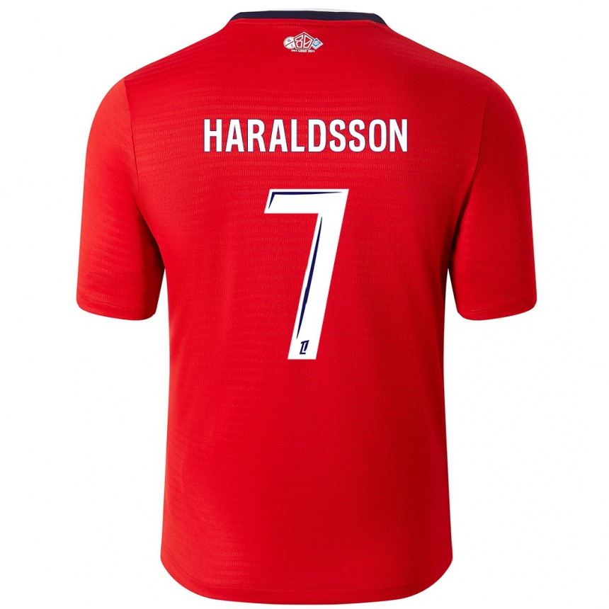 Enfant Football Maillot Hákon Arnar Haraldsson #7 Rouge Blanc Tenues Domicile 2024/25