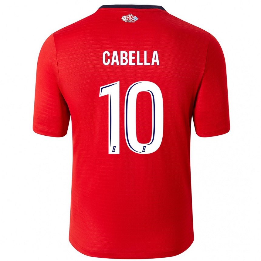 Enfant Football Maillot Rémy Cabella #10 Rouge Blanc Tenues Domicile 2024/25