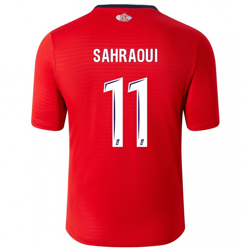 Enfant Football Maillot Osame Sahraoui #11 Rouge Blanc Tenues Domicile 2024/25