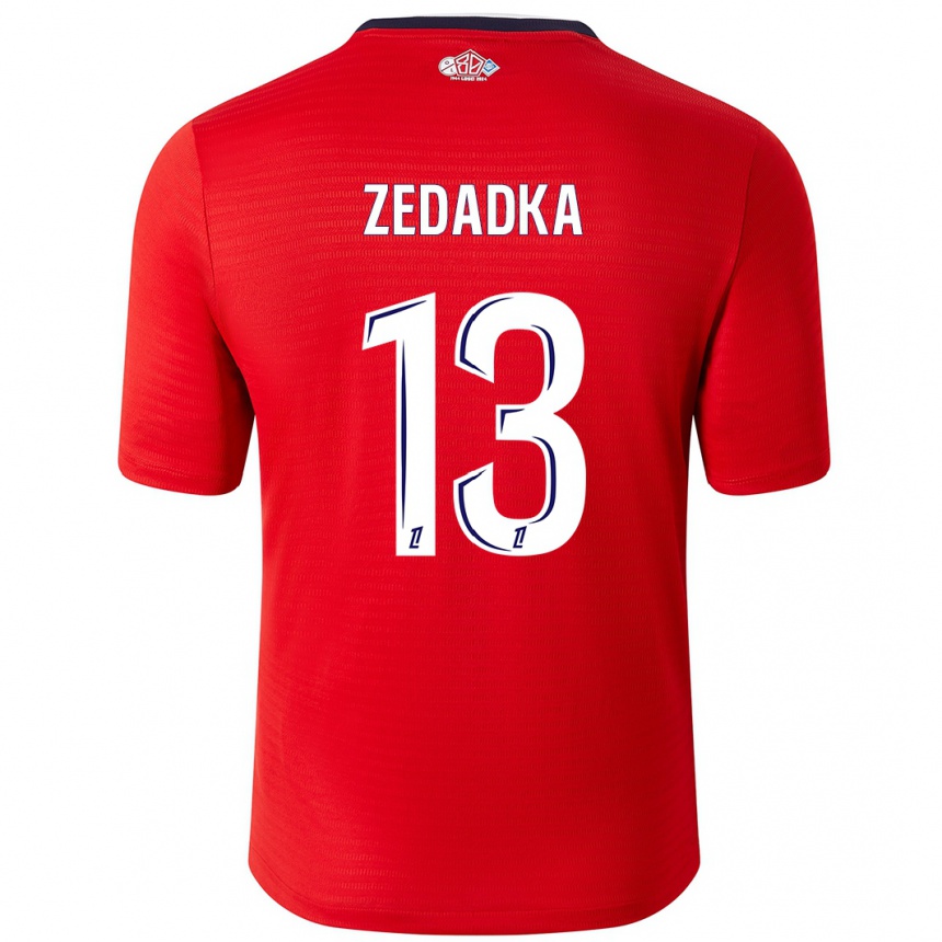 Enfant Football Maillot Akim Zedadka #13 Rouge Blanc Tenues Domicile 2024/25