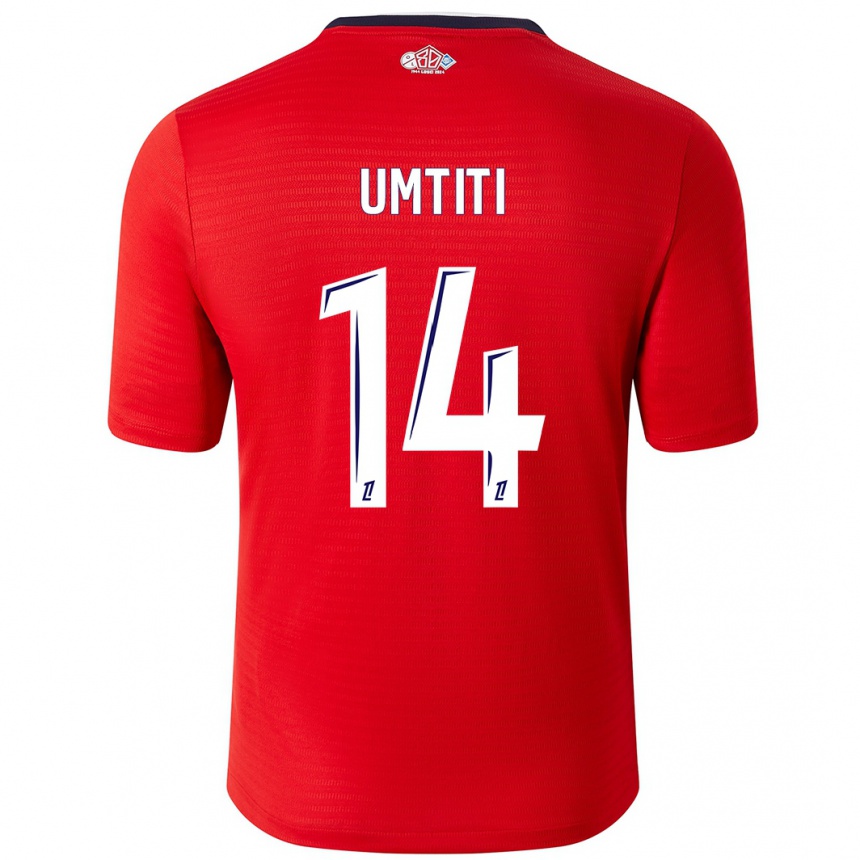 Enfant Football Maillot Samuel Umtiti #14 Rouge Blanc Tenues Domicile 2024/25