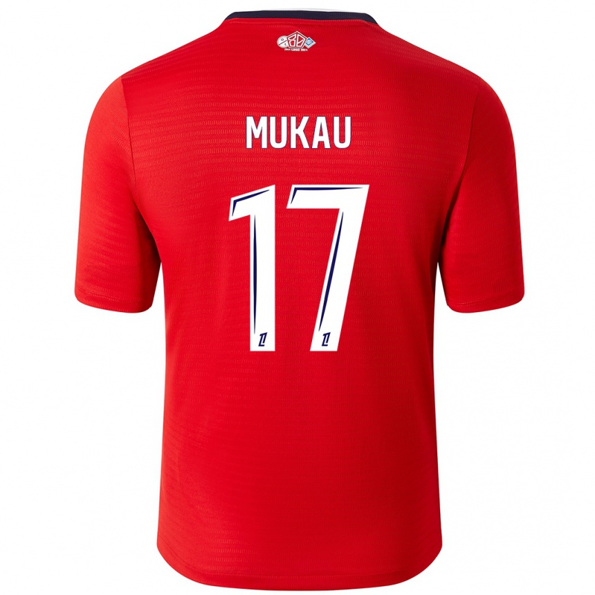 Enfant Football Maillot Ngal'ayel Mukau #17 Rouge Blanc Tenues Domicile 2024/25