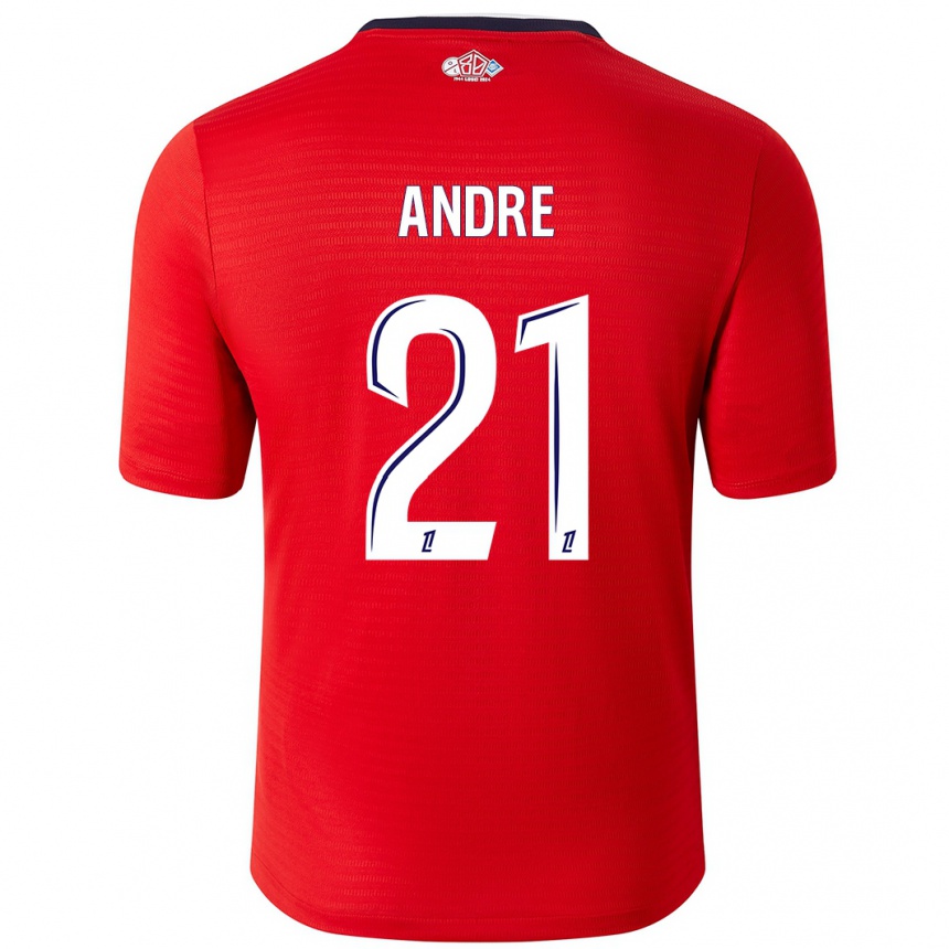 Enfant Football Maillot Benjamin André #21 Rouge Blanc Tenues Domicile 2024/25