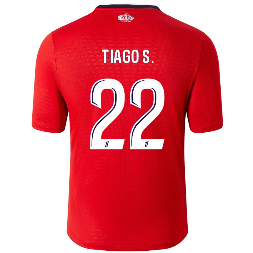 Enfant Football Maillot Tiago Santos #22 Rouge Blanc Tenues Domicile 2024/25