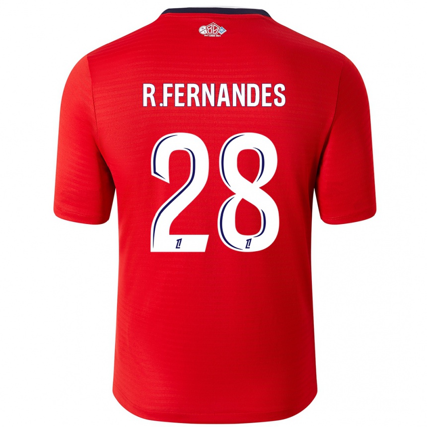 Enfant Football Maillot Rafael Fernandes #28 Rouge Blanc Tenues Domicile 2024/25