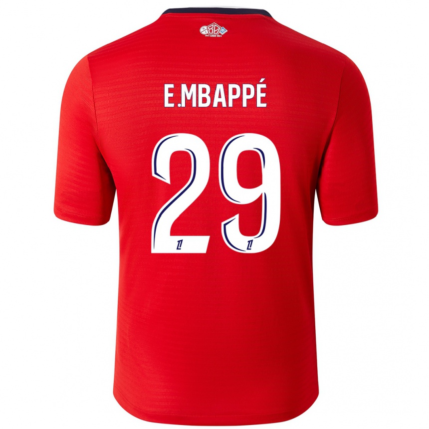 Enfant Football Maillot Ethan Mbappe #29 Rouge Blanc Tenues Domicile 2024/25