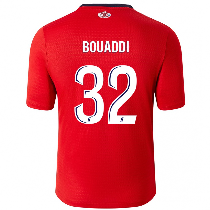 Enfant Football Maillot Ayyoub Bouaddi #32 Rouge Blanc Tenues Domicile 2024/25