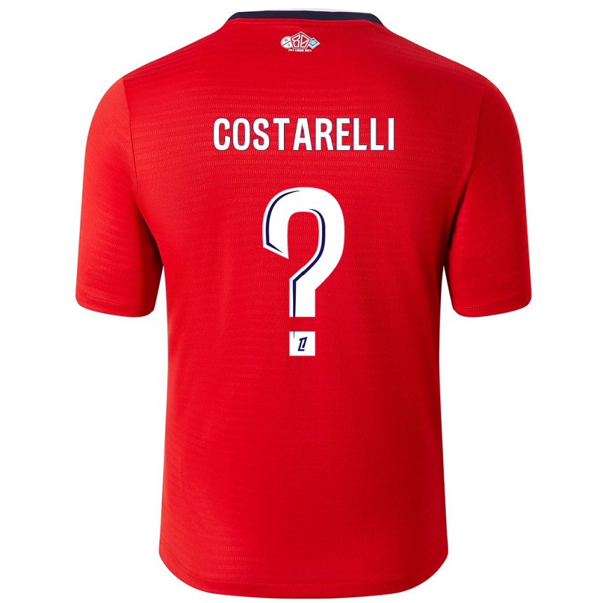 Enfant Football Maillot Morgan Costarelli #0 Rouge Blanc Tenues Domicile 2024/25