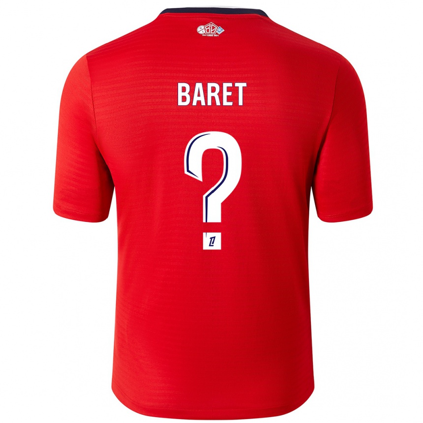 Enfant Football Maillot Lilian Baret #0 Rouge Blanc Tenues Domicile 2024/25