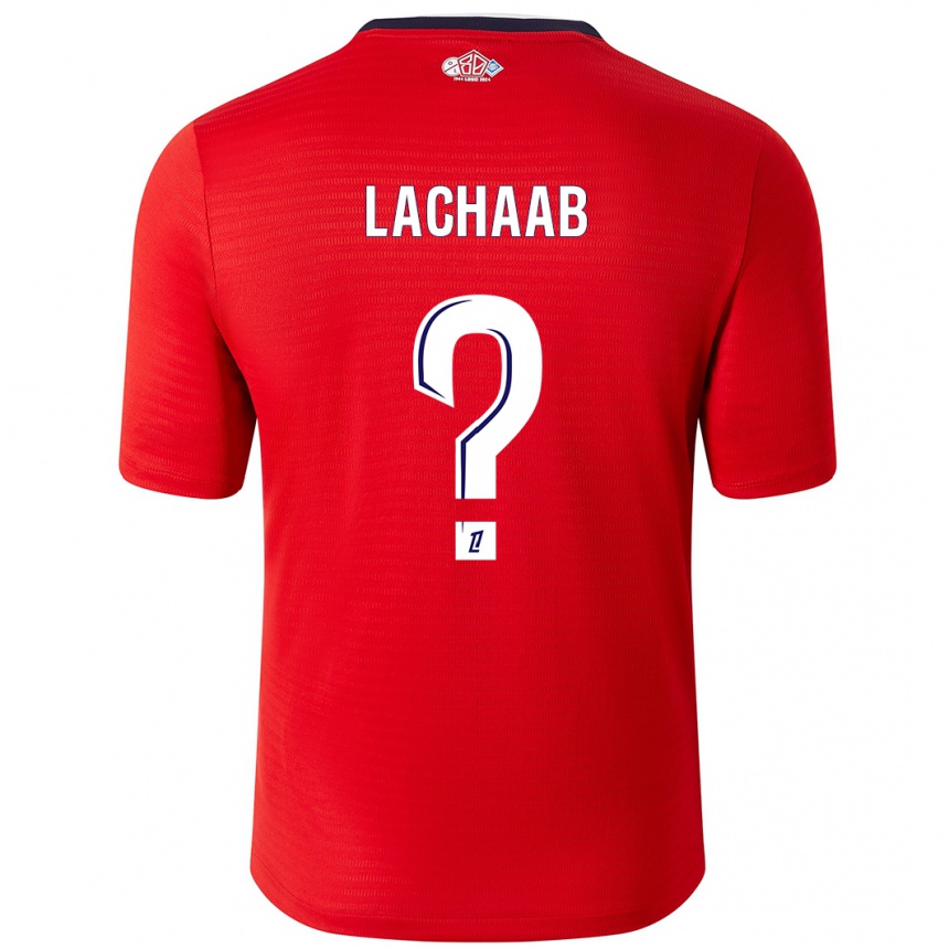 Enfant Football Maillot Younes Lachaab #0 Rouge Blanc Tenues Domicile 2024/25