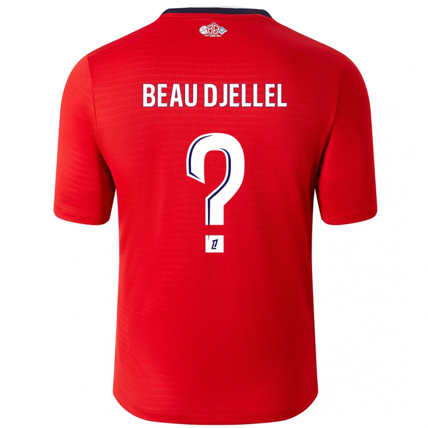 Enfant Football Maillot Yanis Beau Djellel #0 Rouge Blanc Tenues Domicile 2024/25