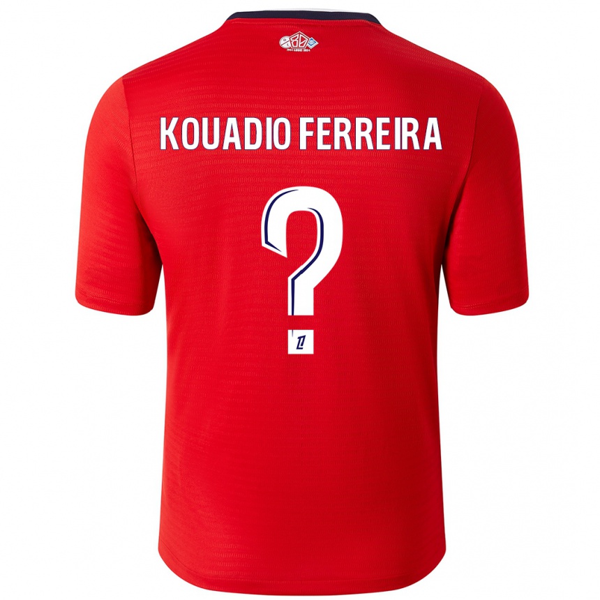 Enfant Football Maillot Wilfrid Kouadio Ferreira #0 Rouge Blanc Tenues Domicile 2024/25