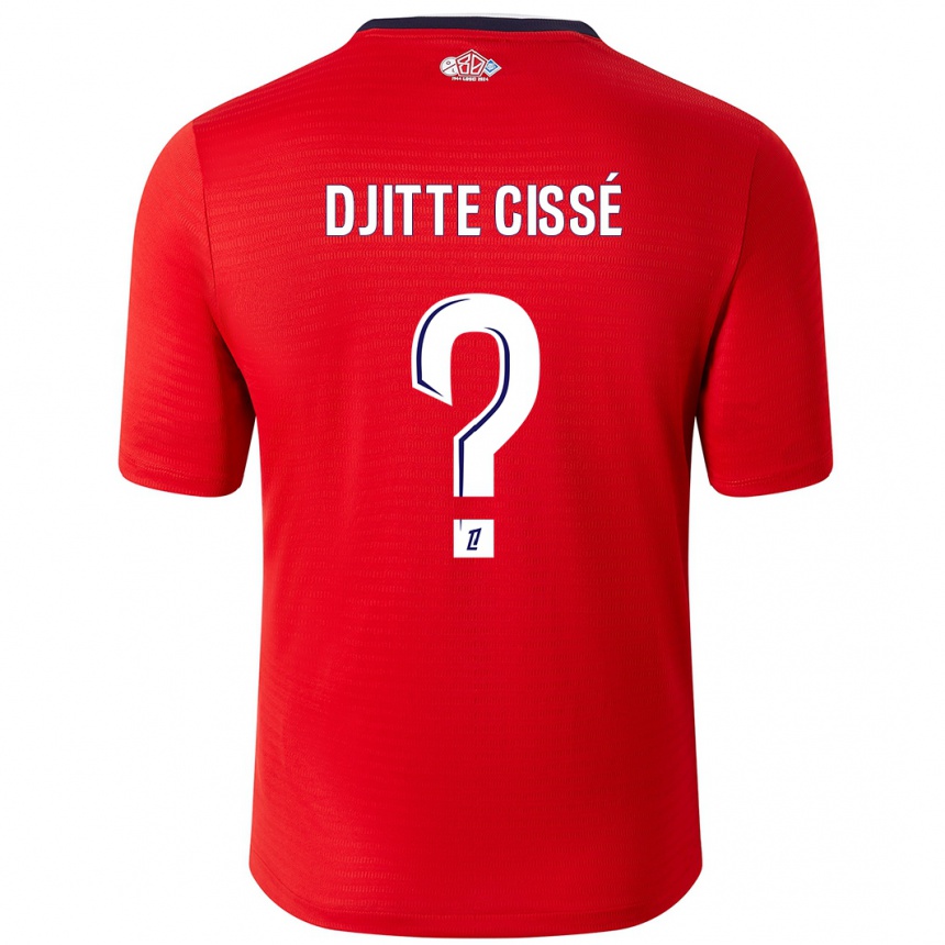 Enfant Football Maillot Babacar Djitte Cissé #0 Rouge Blanc Tenues Domicile 2024/25