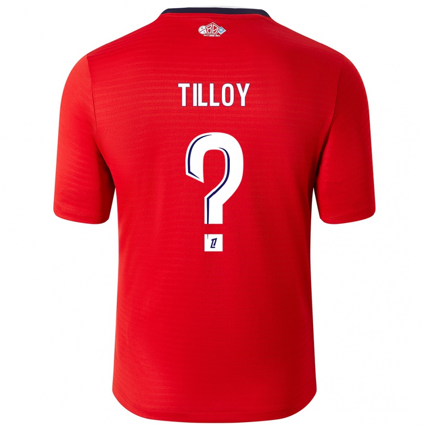 Enfant Football Maillot Paul Tilloy #0 Rouge Blanc Tenues Domicile 2024/25