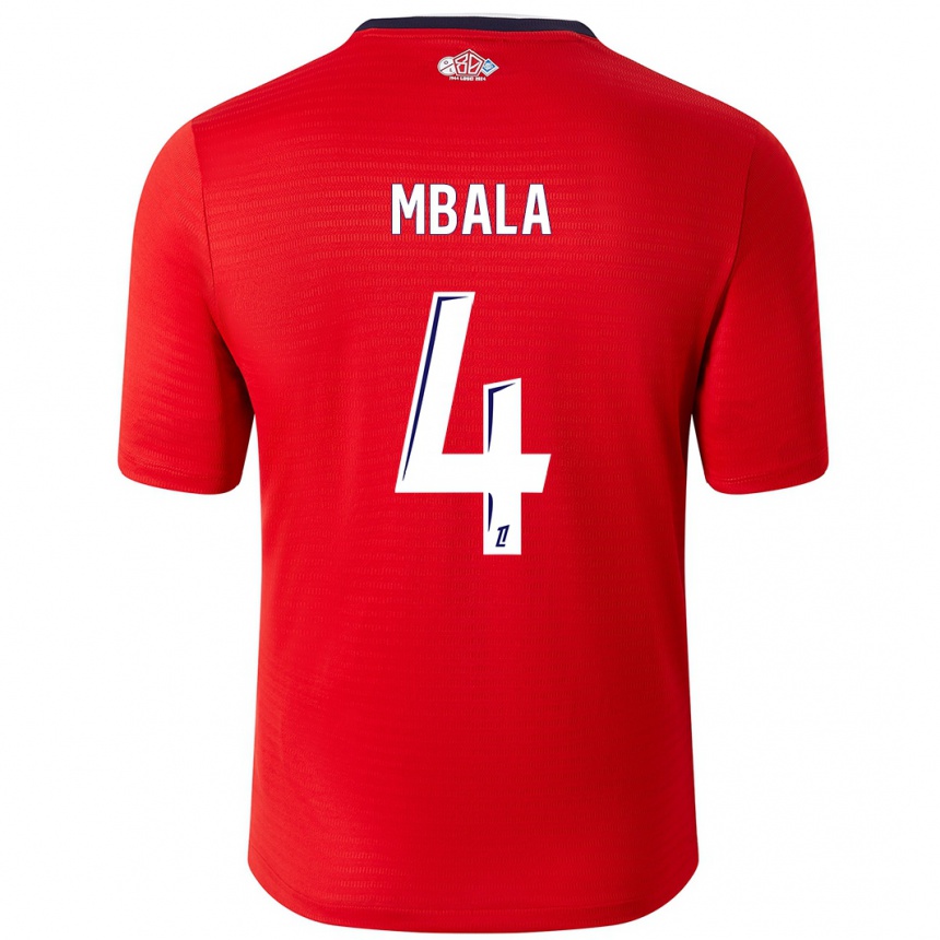 Enfant Football Maillot Olivia Mbala #4 Rouge Blanc Tenues Domicile 2024/25