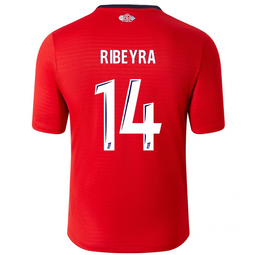 Enfant Football Maillot Anaïs Ribeyra #14 Rouge Blanc Tenues Domicile 2024/25