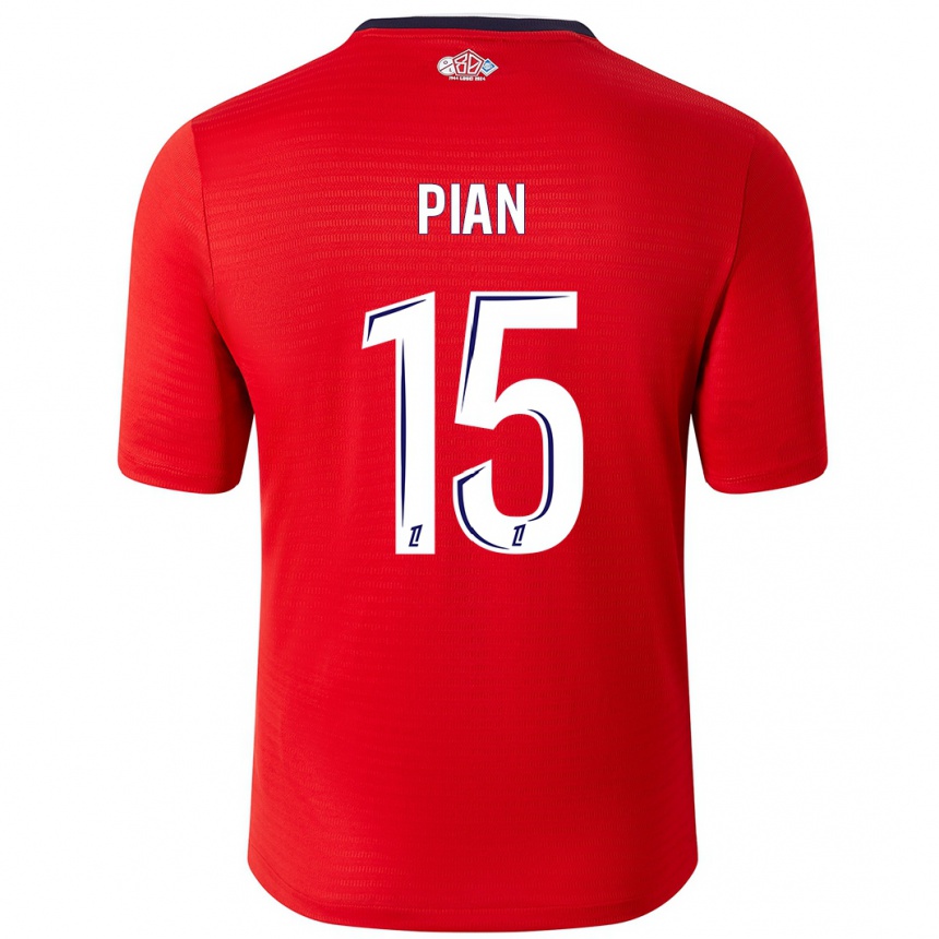 Enfant Football Maillot Julie Pian #15 Rouge Blanc Tenues Domicile 2024/25