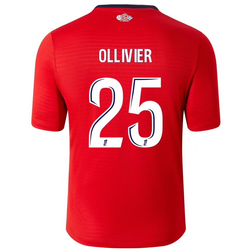 Enfant Football Maillot Agathe Ollivier #25 Rouge Blanc Tenues Domicile 2024/25