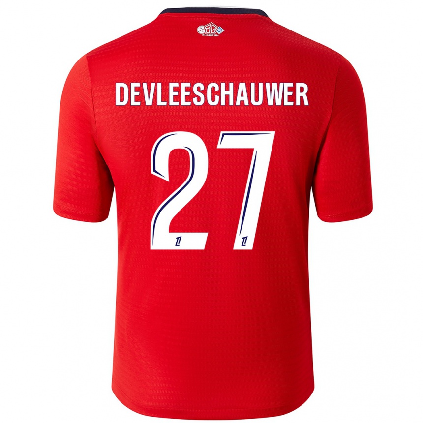 Enfant Football Maillot Gwenaëlle Devleeschauwer #27 Rouge Blanc Tenues Domicile 2024/25