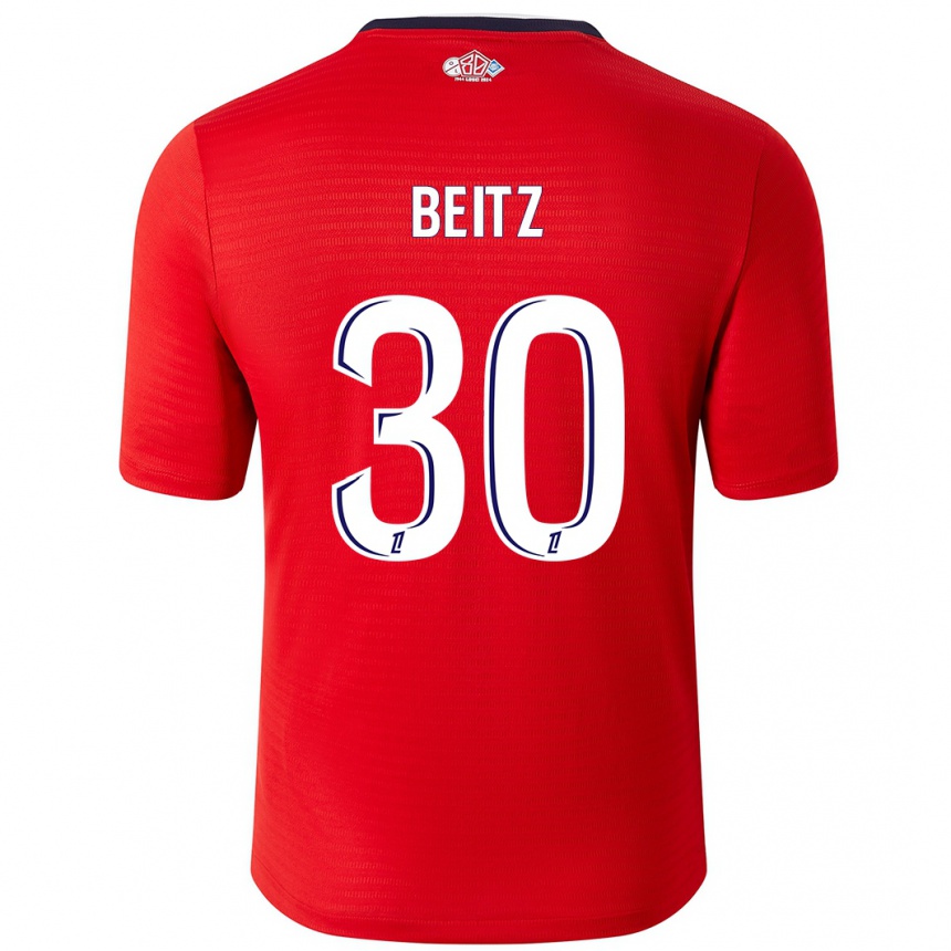 Enfant Football Maillot Taylor Beitz #30 Rouge Blanc Tenues Domicile 2024/25