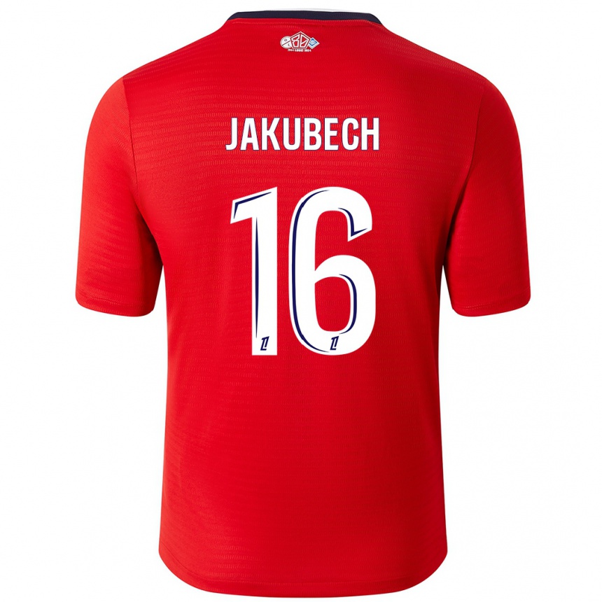 Enfant Football Maillot Adam Jakubech #16 Rouge Blanc Tenues Domicile 2024/25