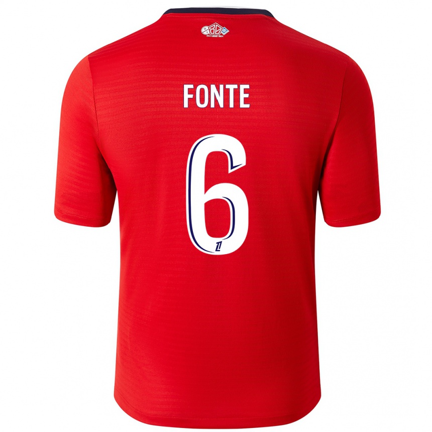 Enfant Football Maillot Jose Fonte #6 Rouge Blanc Tenues Domicile 2024/25