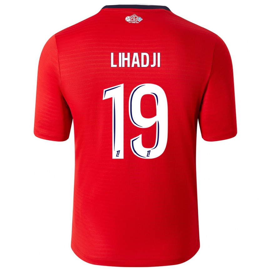 Enfant Football Maillot Isaac Lihadji #19 Rouge Blanc Tenues Domicile 2024/25