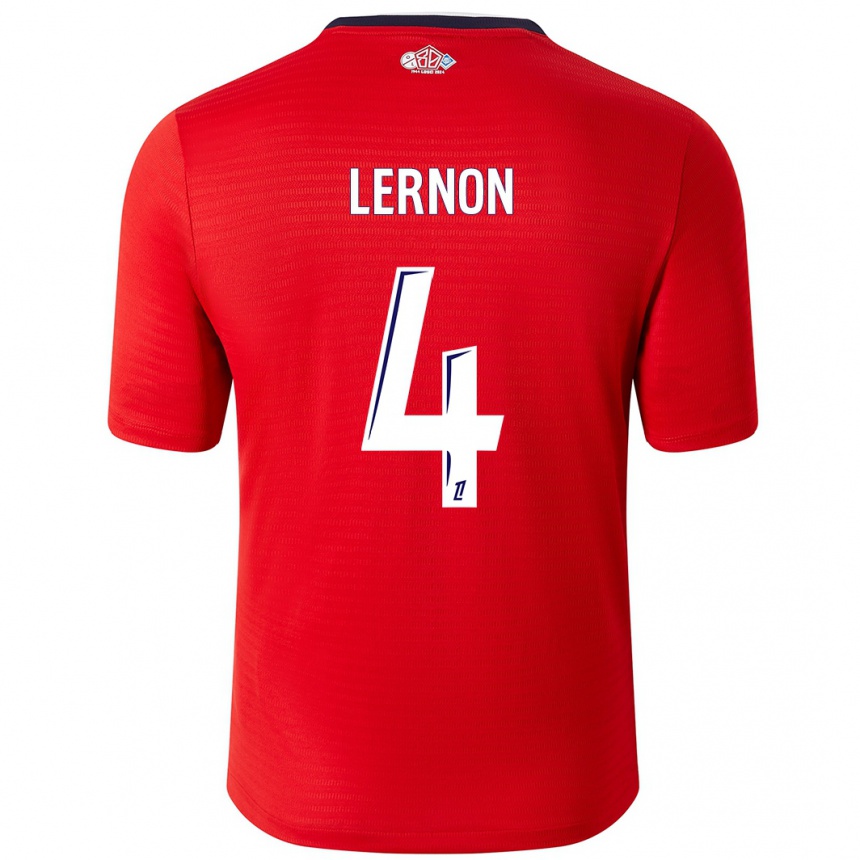 Enfant Football Maillot Jessica Lernon #4 Rouge Blanc Tenues Domicile 2024/25