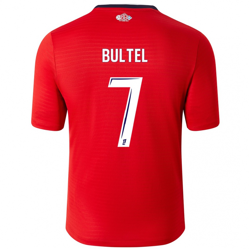 Enfant Football Maillot Ludivine Bultel #7 Rouge Blanc Tenues Domicile 2024/25