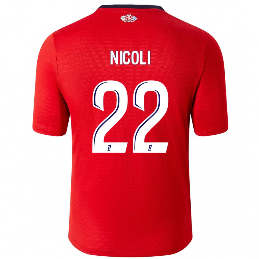 Enfant Football Maillot Morgane Nicoli #22 Rouge Blanc Tenues Domicile 2024/25