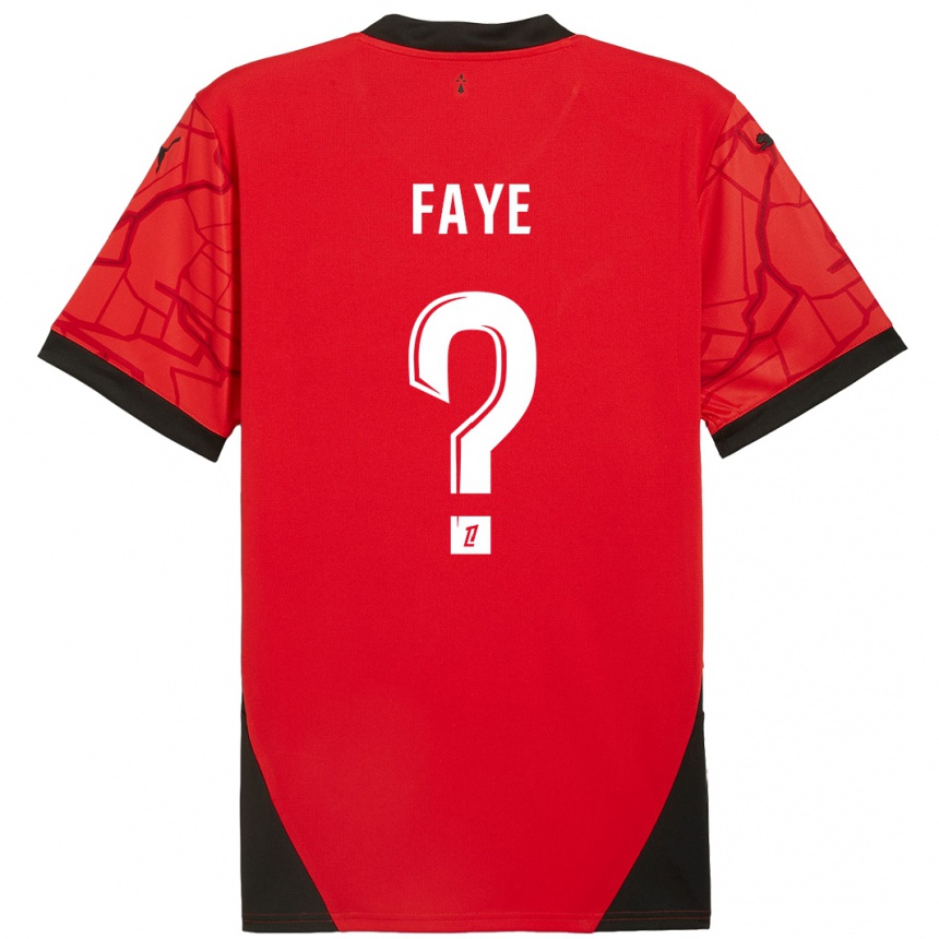 Enfant Football Maillot Mikayil Faye #0 Rouge Noir Tenues Domicile 2024/25