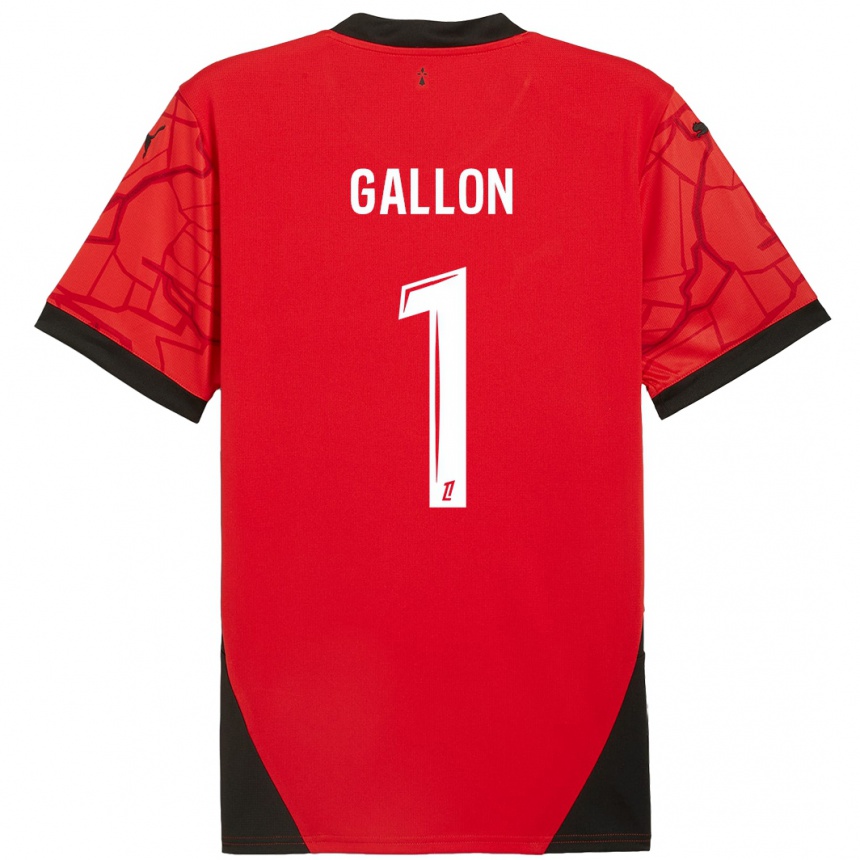 Enfant Football Maillot Gauthier Gallon #1 Rouge Noir Tenues Domicile 2024/25