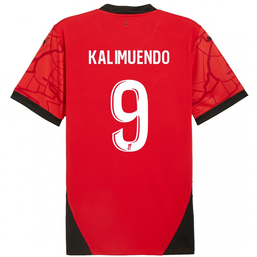 Enfant Football Maillot Arnaud Kalimuendo #9 Rouge Noir Tenues Domicile 2024/25