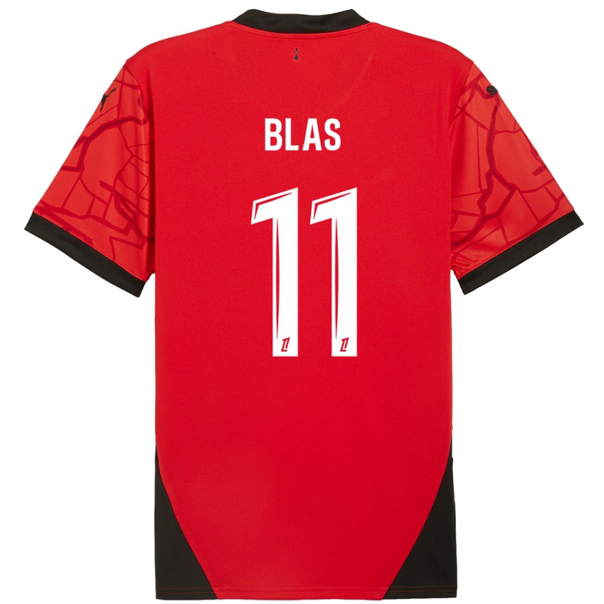 Enfant Football Maillot Ludovic Blas #11 Rouge Noir Tenues Domicile 2024/25