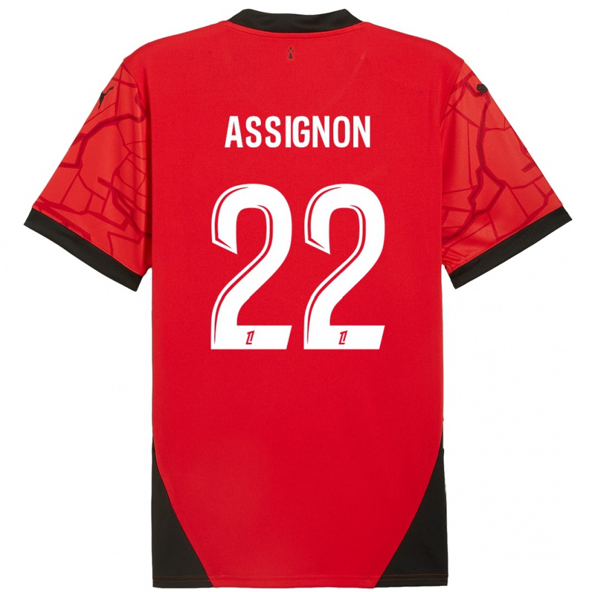 Enfant Football Maillot Lorenz Assignon #22 Rouge Noir Tenues Domicile 2024/25