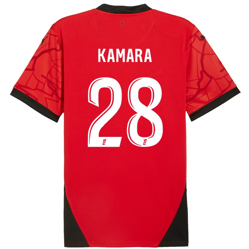 Enfant Football Maillot Glen Kamara #28 Rouge Noir Tenues Domicile 2024/25