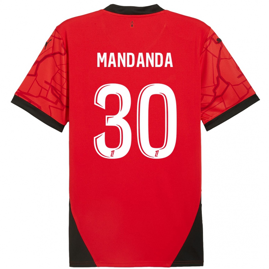 Enfant Football Maillot Steve Mandanda #30 Rouge Noir Tenues Domicile 2024/25