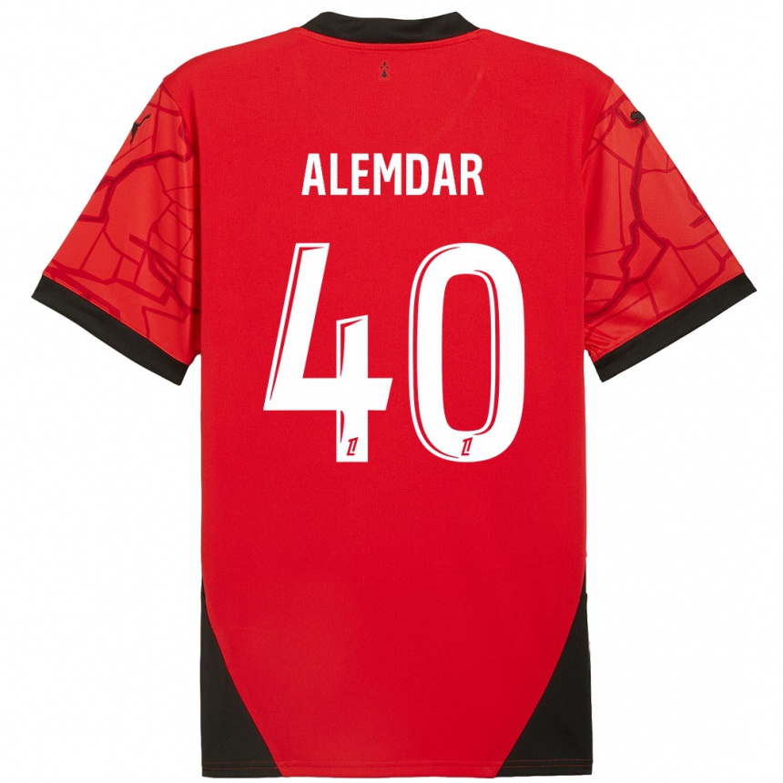 Enfant Football Maillot Doğan Alemdar #40 Rouge Noir Tenues Domicile 2024/25