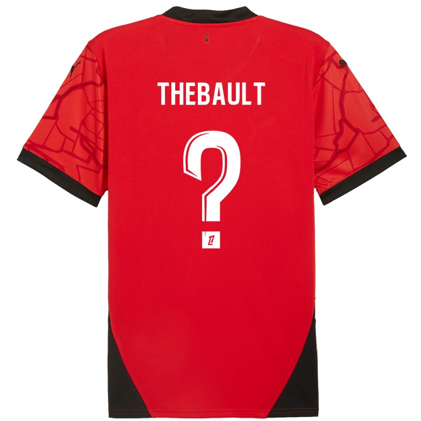 Enfant Football Maillot Yaël Thébault #0 Rouge Noir Tenues Domicile 2024/25