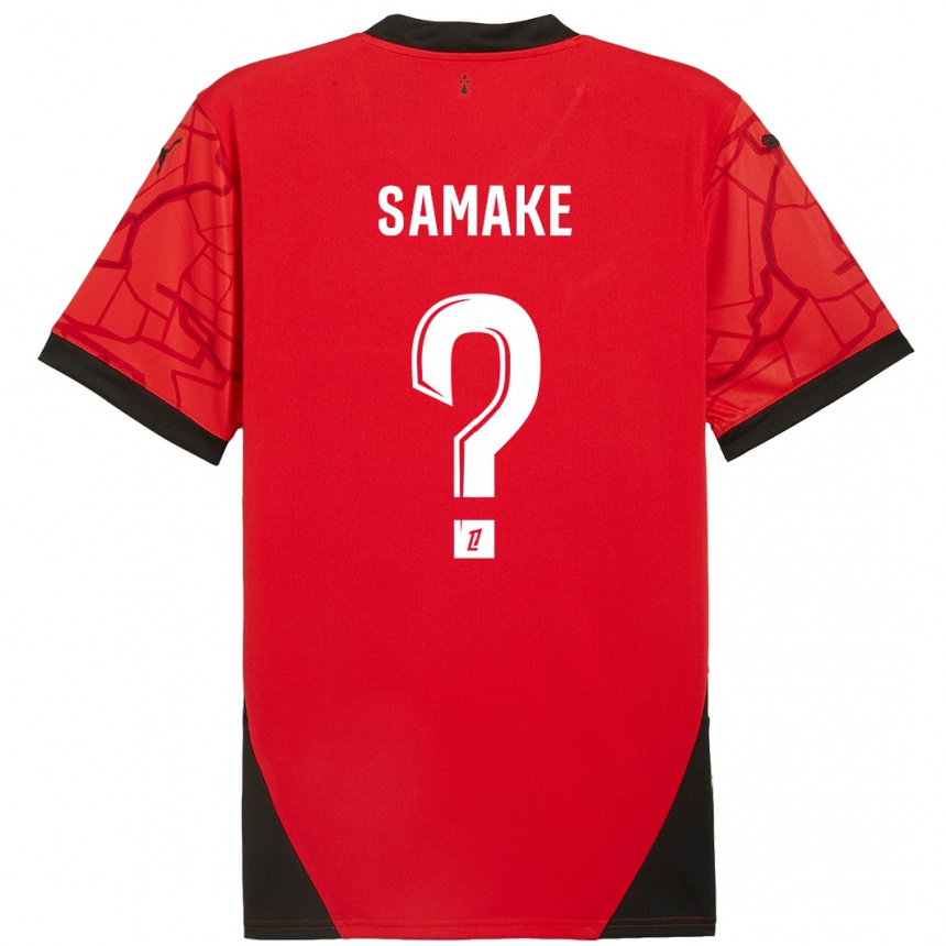 Enfant Football Maillot Wilson Samaké #0 Rouge Noir Tenues Domicile 2024/25