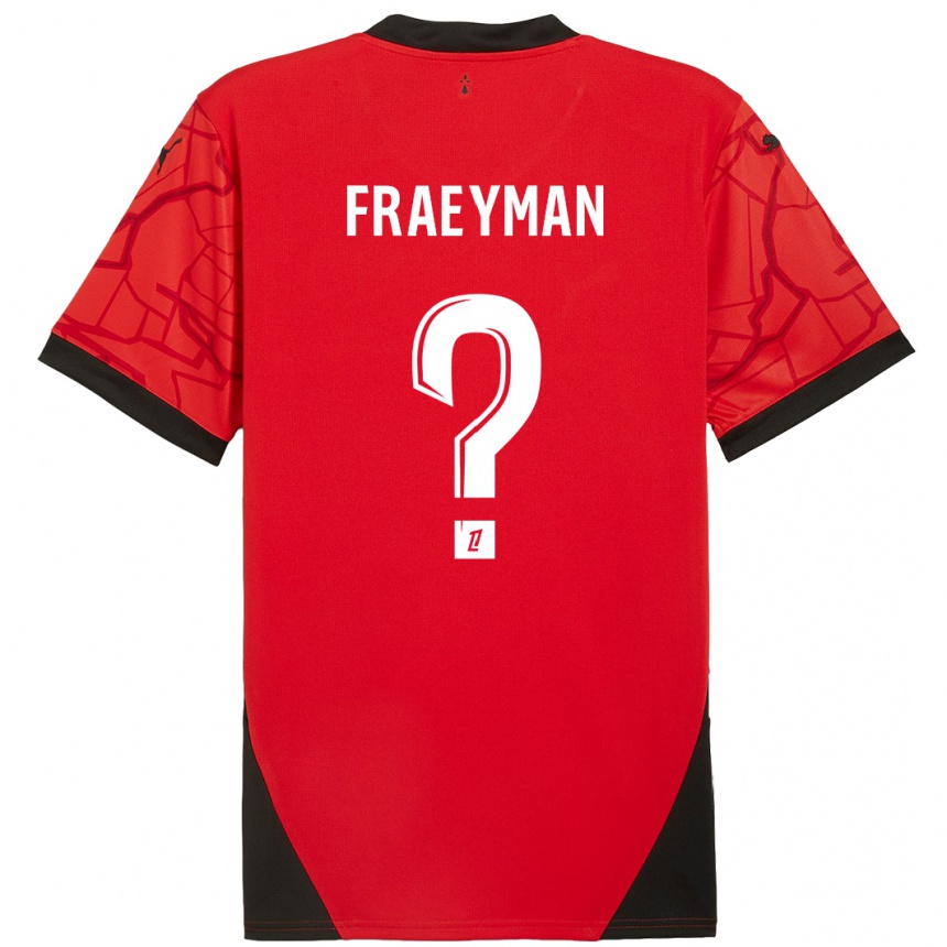 Enfant Football Maillot Dorian Fraeyman #0 Rouge Noir Tenues Domicile 2024/25